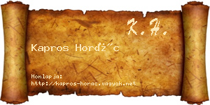Kapros Horác névjegykártya